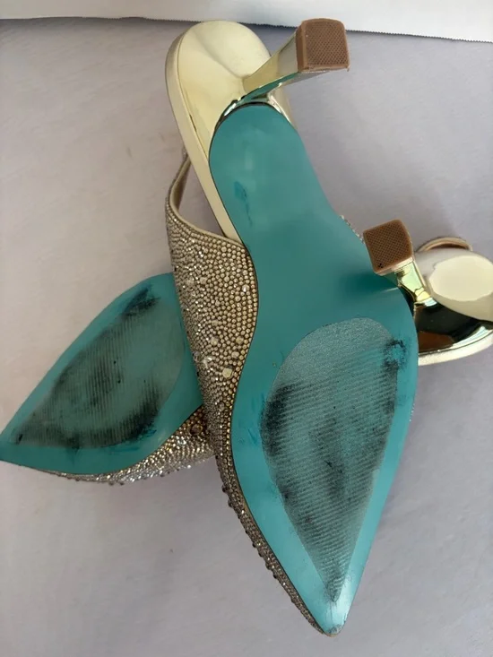 Betsey Johnson Champagne Embellished Slingback Pumps - Picture 9 of 11